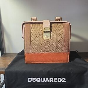 DSQUARED2 Textured Brown and Pink Handbag.